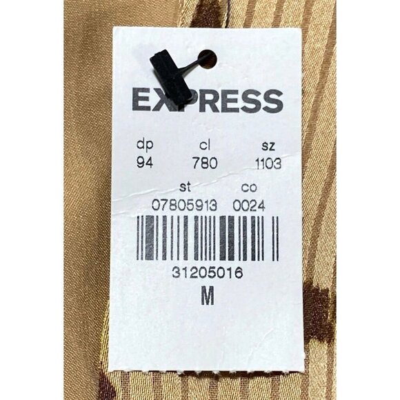 Express Women Brown Leopard Pleated V-Neck Cocktail Dress Medium NWT - Picture 7 of 10